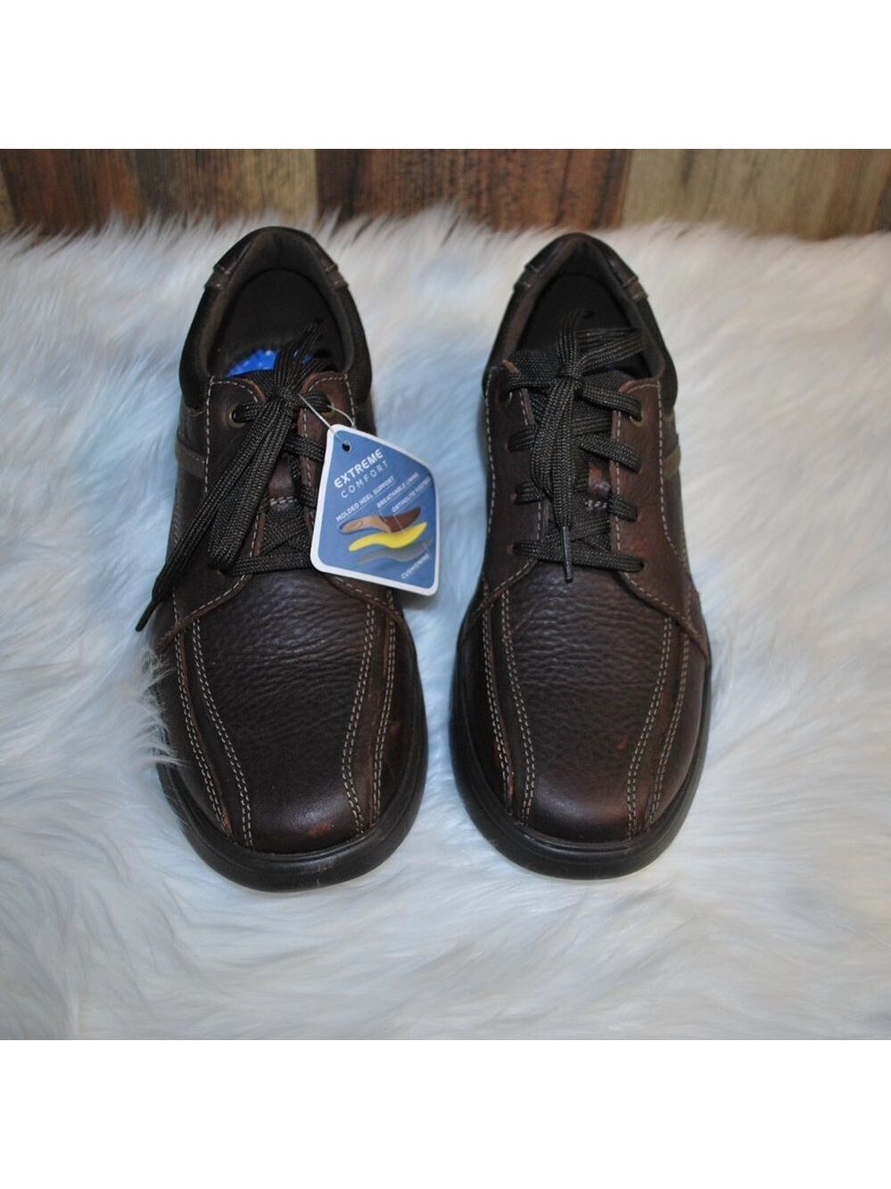 Clarks Men's Derby Lace-up Oxford Flat Brown Leather Size 10M NWT